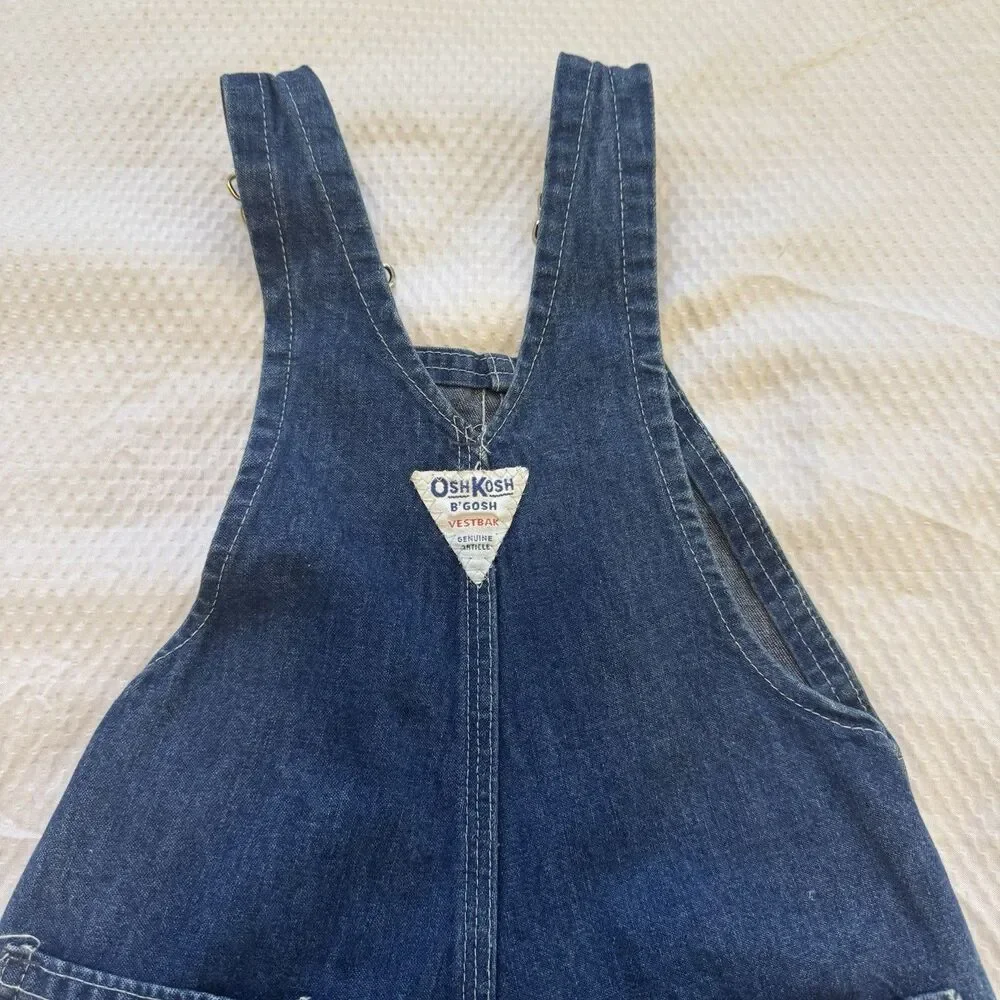 Vintage 80s 90s OshKosh B’gosh Overalls Kids Size 4 USA Union Made USA Denim